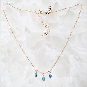 NATIVE GEM RAINDROPS TRIO NECKLACE- BLUE OPAL
